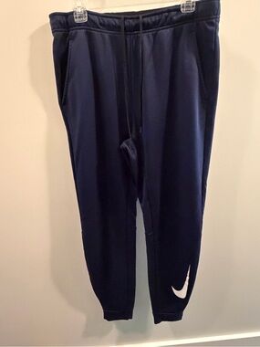 Nike Men’s  Navy Jogger Sweatpants with White Swoosh - LARGE TALL